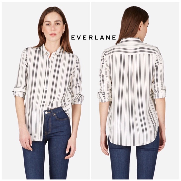Everlane Tops - Everlane Relaxed Silk Shirt in Mixed Stripe - 2